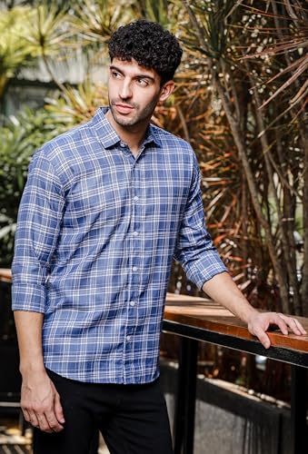 Image of IndoPrimo Men's Regular Fit Cotton Super Checks Casual Shirt for Men Full Sleeves - Rockey
