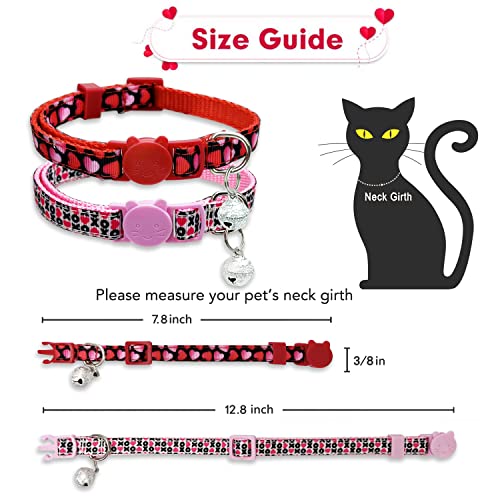Valentine Holiday Cat Collar with Bell, 3 Pack Breakaway Kitty Kitten Heart Collar for Boys Girls Male Females - Image 4