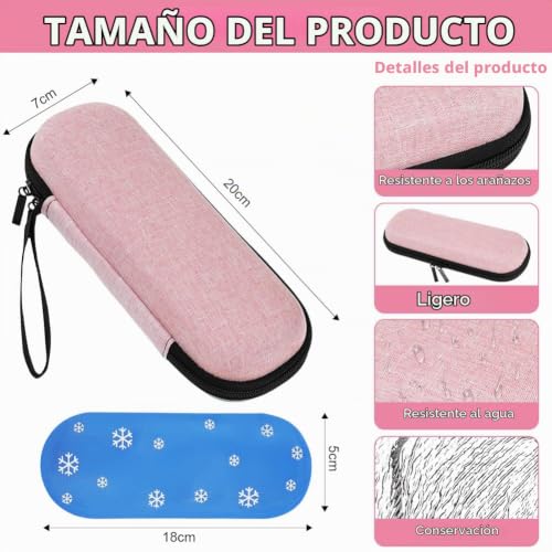 Miniatura 2 de Fefod Estuche Insulina Bolsa, Nevera Insulina De Viaje Con 2 Bolsas De Hielo Refrigerado Tsa, Portátil Estuche Medicamentos Para Diabetes Con Mosquetón Para Viajes Largos Y Diarios Rosa
