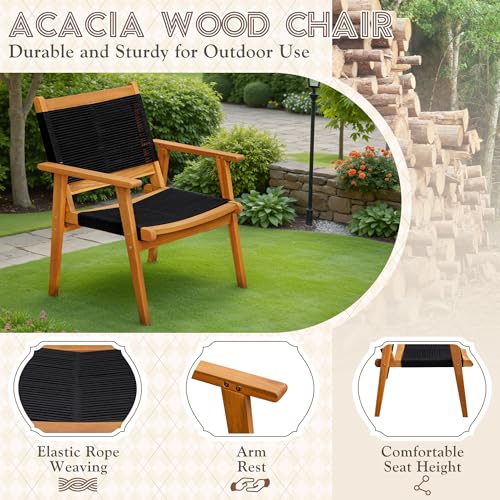 image for Devoko 4 Pieces Acacia Wood Patio Conversation Sets, Patio Furniture S