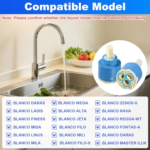Miniatura 2 de Cartucho Grifo Monomando 35mm 2 Piezas - Cartucho Cerámico De Repuesto Para Blanco 121894 Para Grifo De Cocina Y Lavabo, Válvula De Reparación Fácil De Instalar, Compatible Con Múltiples Modelos