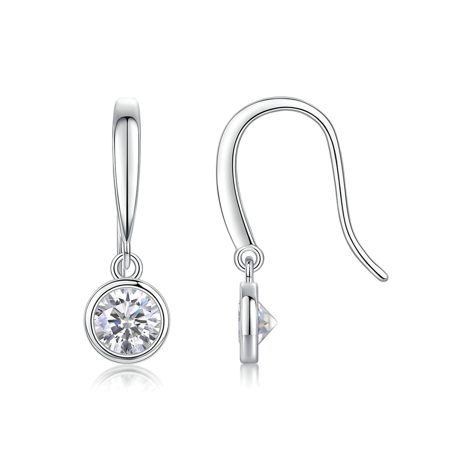 Orecchini da donna in oro 9/14/18 carati, 0,5 carati, rotondi in moissanite, con gancio francese, vero oro