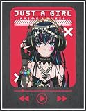 Just a girl who loves anime and Music Notebook: , perfect Gift ,For your Girlfriend, Daughter, Mom, and Teen girl, Who Love Anime Stuff, cute chibi ... on Halloween, Christmas, or Birthday.