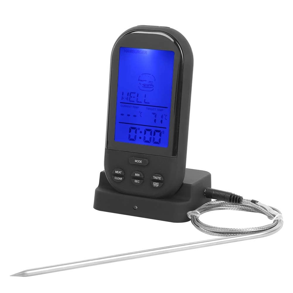 Termometro per Carne, Lettura istantanea, termometro LCD Digitale, termometro da Cucina per bistecche Wireless, con Doppie sonde in Acciaio Inossidabile per Cucinare, Grigliare Barbecue, Forno
