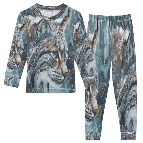 senya Frosty Bobcat Pajamas Set Long Sleeve Soft Cotton Sleepwear 2 Piece