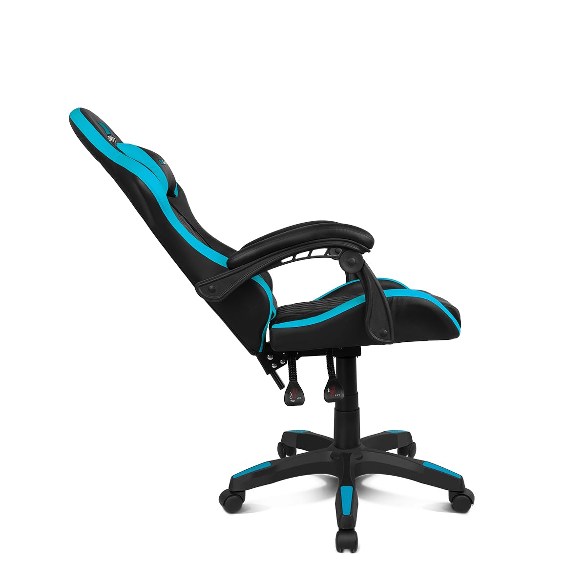 DRIFT GAMING DR35 – Profesjonalny ergonomiczny fotel gamingowy z podparciem lędźwiowym i regulowanymi podłokietnikami 2D, odchylany 135°, ciche koła, tapicerka ze skóry syntetycznej, Czarny/Niebieski
