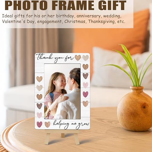 Image of DETIHO Thank You for Helping Me Grow 4x6 Photo Frame, Small Wooden Photo Frame with Easel Stand, Teacher Appreciation Gifts for Table Decor Display -E05
