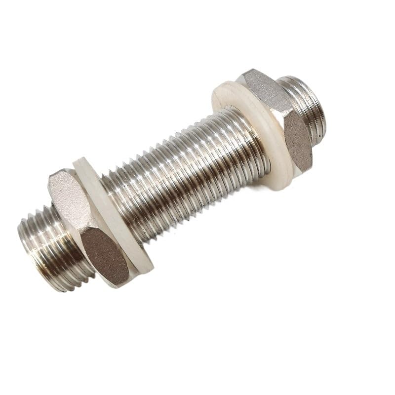 Schlauchverlängerungsanschluss, 1 Stück 1/4" 3/8" 1/2" 3/4" 1" Außengewinde Vollgewinde 304 Edelstahl Wassertank Nippel Rohrverschraubung Anschlusskupplung Adapter(2",Length 100mm)