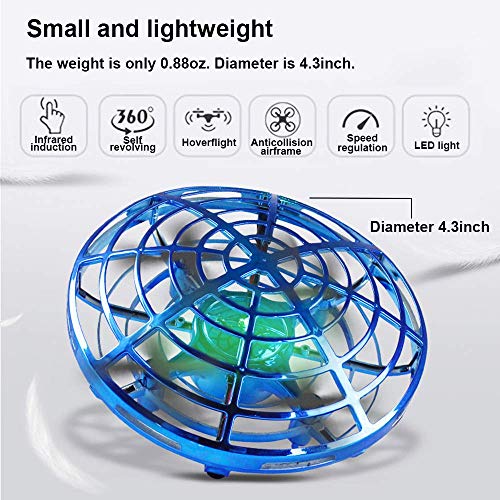 Amazingbuy Mini Drone for Kids, Flying Ball Toys Hand Controlled Quadcopter Flying Toys for Kids Interactive Infrared Induction RC Helicopter with 360°Rotating and Shinning LED Lights Gifts