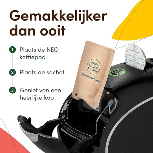 Dolce Gusto NEO Coffee Machine by Krups, Machine à café + 3 boites de dosettes compostables (Espresso, Lungo, Cappuccino), Cafetière multi-boissons connectée YY5242FD – Image 6