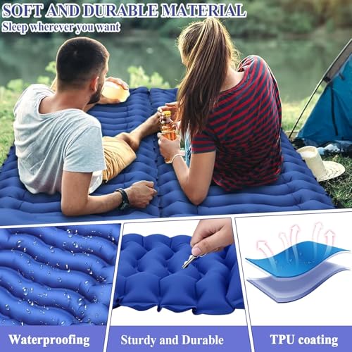 MWZEAUL Selbstaufblasende Isomatte Camping, Isomatte Ultraleicht mit Fußpumpe & Kissen | Luftmatratze Kleines Packmaß, wasserdichte Reisematratze für Camping/Trekking/Angeln/Winter inkl. Reparaturset