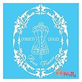 French Corsets Linges Paris Elegant Decor Stencil Best Vinyl Large Stencils for Painting on Wood, Ca