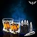 Premium Scotch/Bourbon Whiskey Glass Set of 2 in Gift Box - Stainless Steel Whisky Stones Shaped Like Rockets | Bar Set Up for Cool Man Cave (Twist Glasses)