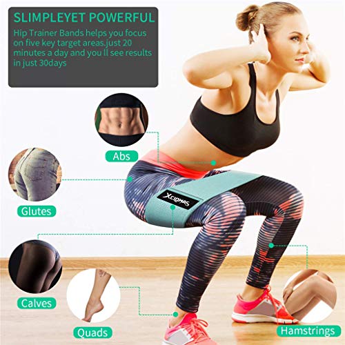 Pink Booty Bands Non Slip Fabric Cloth Resistance Loops for Legs and Butt Heavy Women Hip Glute Exercise Bands Set of 3 with Manual Home Gym Fitness Equipment (Booty-3pcs-Set)