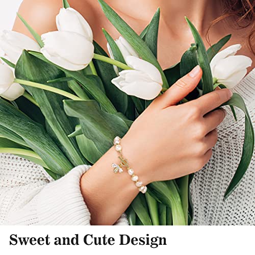 Ring Bracelet Hand Chain, Gold Plated Butterfly Ring and Chain Bracelet, Shiny Cuff Bangle Link Bracelet Dainty Hand Harness Chain Statement Jewelry Gift for Women Her2