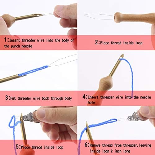 AIEX 17pcs Embroidery Kit Adjustable Yarn Punch Needle, Big Eye Needles, Needle Threaders, Punch Needle Cloth, for DIY Embroidery Crafting, Cross Stitching Beginners