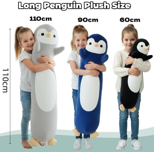 Somao Penguin Plush Pillow - 23.6 Inch Long Stuffed Animal, Ultra Soft Cuddle Pillow for Kids & Adults, Huggable Penguin Toy Gift for Birthday, Christmas, Valentine's Day (Dark Blue) - Image 3
