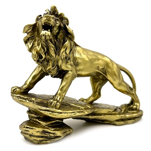 Estatua de León Resina Dorada 8in Decoración miniatura 2