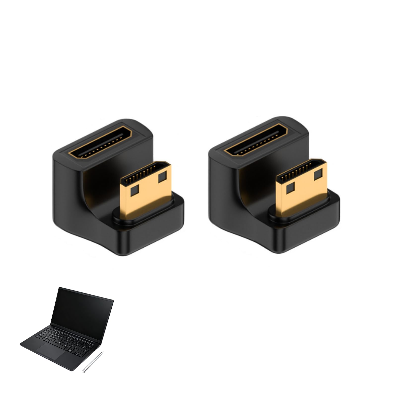 Mini HDMI U Shape Adapter 8K, Mini HDMI Męski na żeński 48 Gbps, ze wskaźnikiem LED do aparatu, kamery, tabletu, komputera (zestaw 2 sztuk)