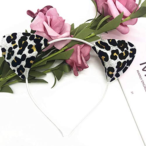 Lurrose Glitter Cat Ears Headband, 6pcs Leopard Print Cat Ears Hair Hoop, Shiny Hairbands, Cute Cosplay Hair Accessories for Daily Wearing and Party Decoration - Image 4