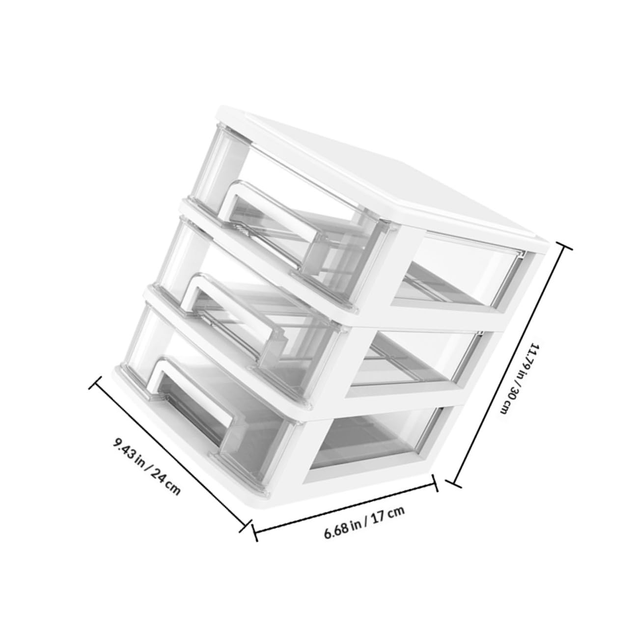 Toyvian Cassettiera da Scrivania in Plastica Trasparente Bianca Tre Strati e Design a Cassetti per Organizzazione Semplice e Massima Capacità in Soggiorno o Sala da Pranzo
