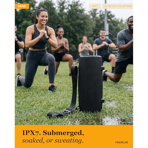 Image of TREBLAB HD-Max Loud Portable Wireless Bluetooth Speaker, 60W IPX7 20H | RGB Power bank Outdoor Speaker, TWS Stereo Pairing, Carry Strap & Deep Bass for Backyard Parties, USB-C Charging