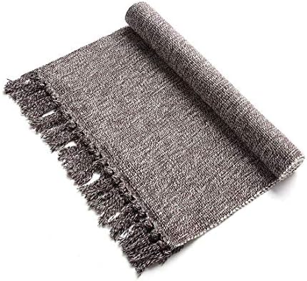 Eanpet Black Bathroom Rugs with Tassels Soft Boho Rug Nonslip Bath Mat for Bathroom Mats Water Absorbent Solid Bath Shower Rug Washable Floor Mats Decoration for Bedroom Living Room,19.6" x 31.5"