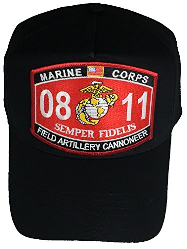 Marine Corps 0811 Field Artillery Cannoneer MOS Patch HAT - Black - Veteran Owned Business