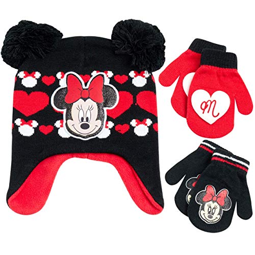 Bonnet Minnie Mouse et moufles enfant pour les sorties d'hiver au parc
