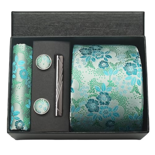 Image of Paisley Floral Mens Tie Formal Necktie Pocket Squares Ties Clips Cufflinks Classic for Men Set