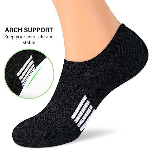 Image of Amutost Womens No Show Socks Anti-Slip Cushioned Breathable 5-10Pairs | Silicone heel grips, Arch compression band, Elastic cuffs, Moisture wicking, Size 6-8 /7-9 /9-11, Reduces blisters