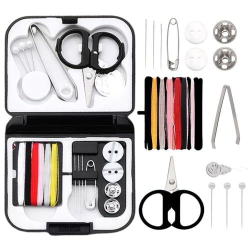 Ampia combinazione di accessori: il kit da cucito è dotato di una varietà di aghi, fili di diversi colori e strumenti pratici come piccole forbici, pinzette, bottoni, ecc