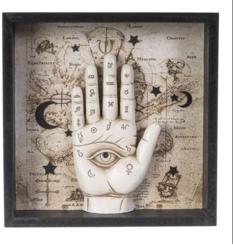 Pacific Giftware All-Seeing Eye Chiromancy Hand Wall Plaque Palmistry-Inspired Polyresin Home Decor with Mystical Symbols and Esoteric Detailing 7.87”H