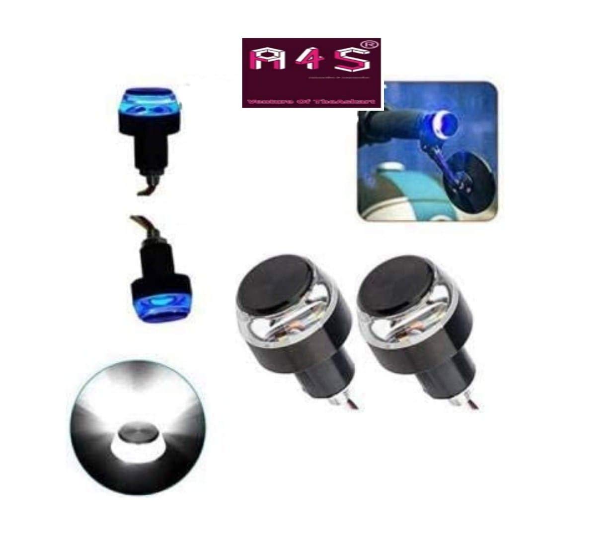 Bike Handle Bar LED Turn Signal Indicators Dual Color Bulb For All Motorbikes (Set of 2, Blue)