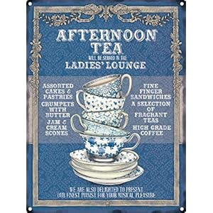 Afternoon Tea Lounge Vintage Style Metal Sign Iron Painting for Indoor Outdoor Home Bar Coffee Kitchen Wall Decor 8 X 12 Inch