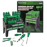 Rockforce Schraubendreher- und Bit-Set 100-tlg. mit Magnetspitze, ergonomischen Griffen...