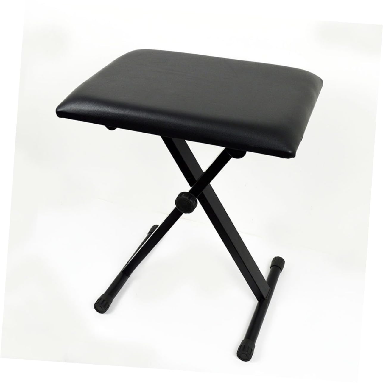 minkissy Höhenverstellbare Klavierbank X Stil Faltbar mit Gepolstertem Sitz aus Stahl Rutschfester Keyboard Hocker für Passend für Klavier und Schminktisch Schwarz