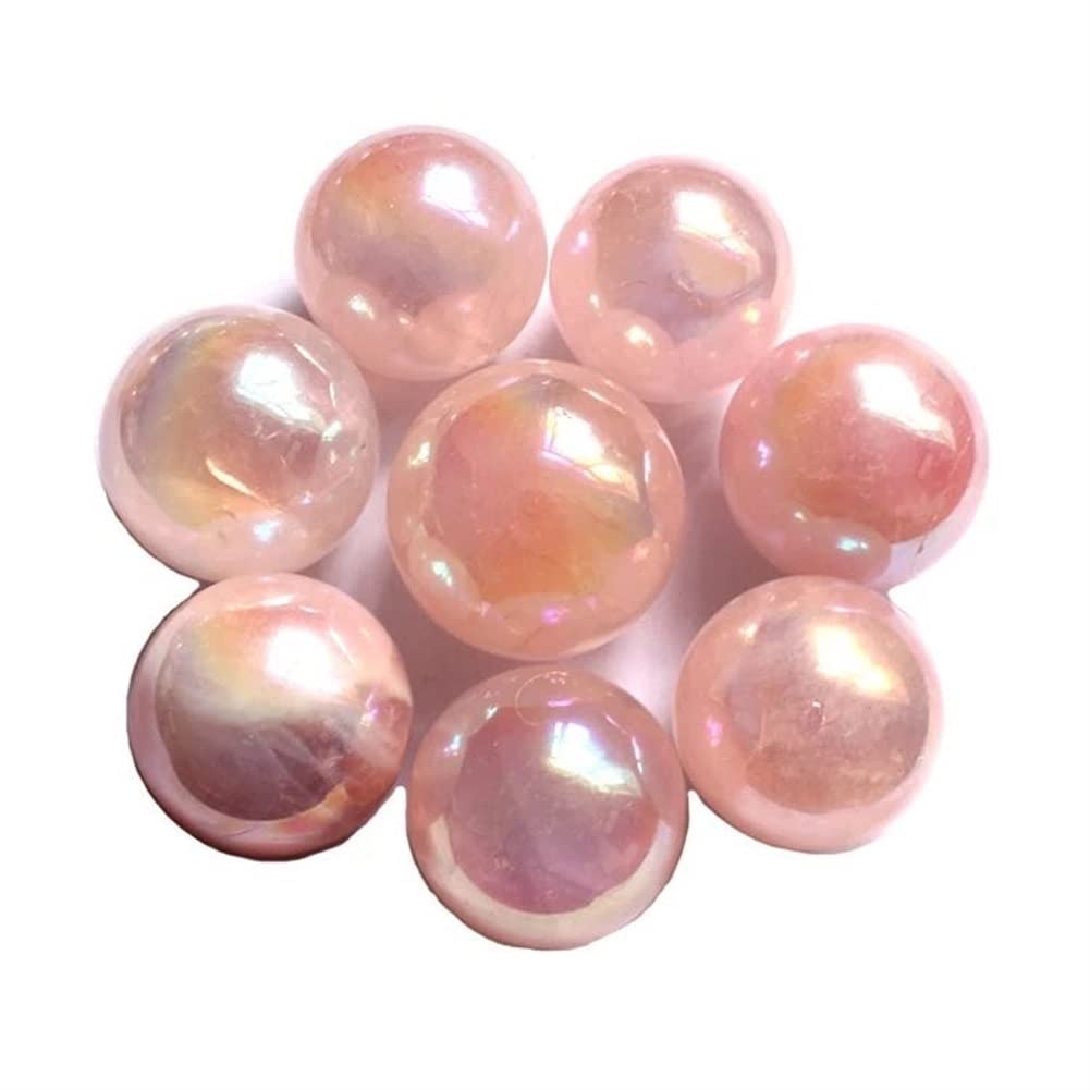 Bola de Cuarzo de galvanoplastia Natural de 4cm-4,5 cm, Esfera de Piedra de Cristal Aura Rosa, 1 ud. (Color : 1pc)