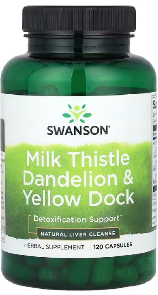 Swanson - Milk Thistle Dandelion & Yellow Dock | Unterstützung für Leber und Entgiftung - 120 Kapseln