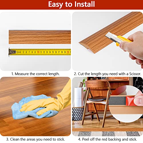 10Ft Floor Transition Strip Self Adhesive Carpet To Tile Floor Edging Trim Pvc Threshold Strips, Peel And Stick Floor Joining Strip Suitable For Threshold Height Less Than 5Mm(Light Brown Wood Grain) #TOP4
