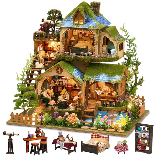 LogicTwist DIY Miniature House Kit with LED Lights, Forest Adventure