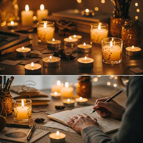 Image of Unscented Tea Light Candles | Soy Wax Blend Long-Lasting with Cotton Wick | Perfect for Home Decor, Parties, Weddings, and More | Set of 100 (White)
