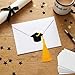 codree 40 Pcs Felt Graduation Cap Sealing Labels, Self-Adhesive Graduation Hat Envelope Seals with Tassel, Grad Cap Label Stickers for Envelopes College High School Grad Party (Yellow)