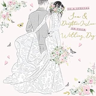 to a Special Son and Daughter in Law on Your Wedding Day - Handfinished Wedding Card with Crystals