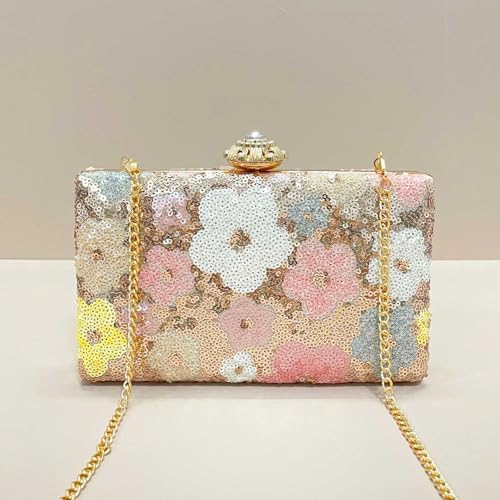 Clutch Purses for Women, Sequins Evening Bag, Hard Box Crossbody Bag miniatura 6