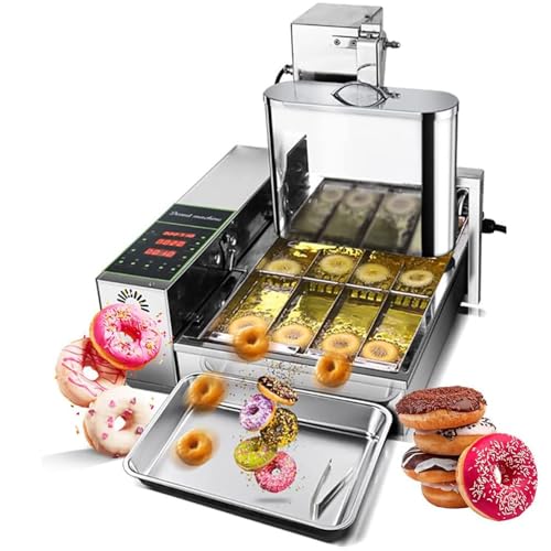 XRSMOU Macchina Automatica per Ciambelle, Macchina per Ciambelle, Pannello di Controllo Intelligente, Capovolgimento Automatico, per Colazione, Spuntini, Dessert