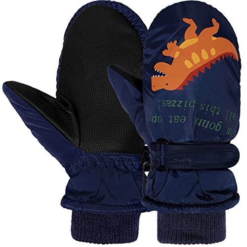 Skihandschuh Winterhandschuhe Kinder Fleece Gefütterte Winddichte und wasserdichte Fäustlinge Schneehandschuhe Handschuhe für 4 - 9 Jahre Jungen Mädchen (Marineblau) Cover