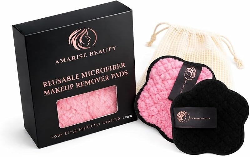 Amarise Beauty Almofadas reutilizáveis de microfibra para remoção de maquiagem em formato de estrela, 10,41 cm, conjunto com 3