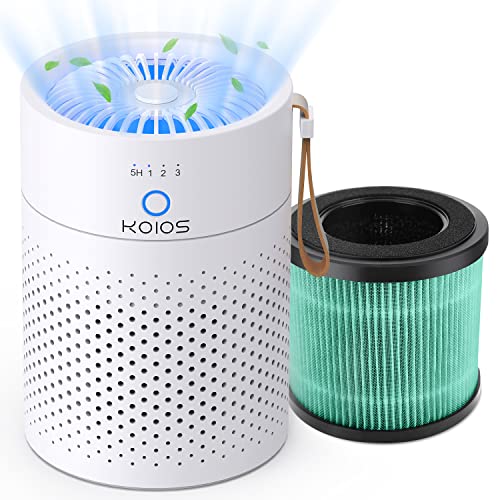 Air Purifier For Bedroom, Koios H13 True Hepa Filter Air Purifiers For Desktop Office Car Pets With Usb Cable, Small Air Cleaner, Night Light, Timer, Remove 99.97% Smoke, Dust, Odors, Allergies, Vocs #TOP19