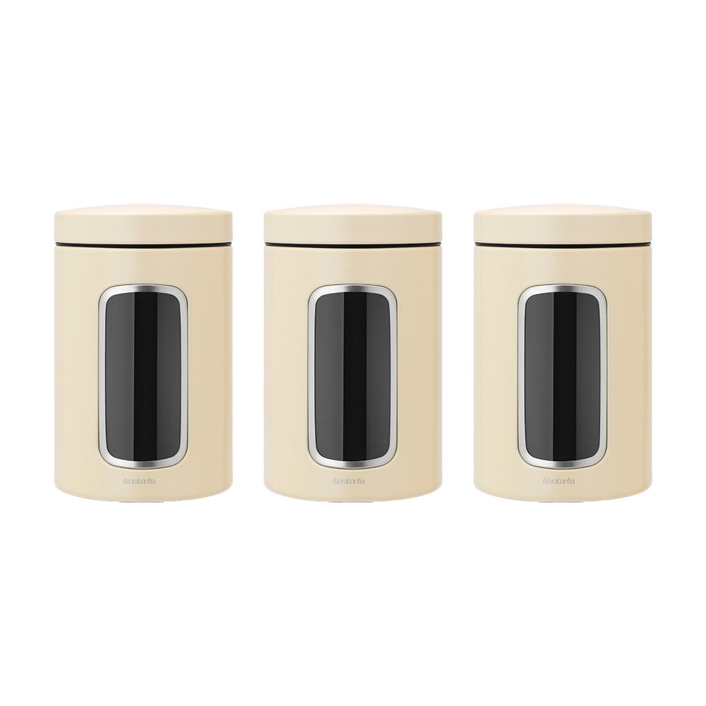 Brabantia Window Canister Set, 1.4 L - Almond, 3 Pieces